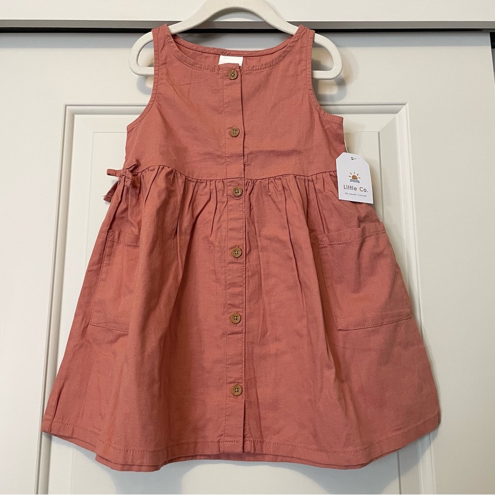 NWT Dusty Pink Dress by Little Co by Lauren Conrad 5T Mauve Cotton Linen Pockets